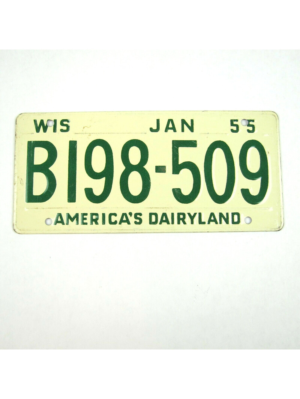 Vintage 1955 Wheaties Cereal Wisconsin Metal Bicycle License Plate Dairyland
